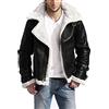 Suiting Style Giacca da uomo Air Force Aviator B3 Pilot in vera pelle nera con cappuccio staccabile, Nero , XL