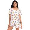 Reiacy Set pigiama da donna con unicorno in stile cartone animato, carino estivo a maniche corte