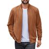 COOFANDY Giacche bomber da uomo in pelle scamosciata leggera casual Varsity giacca vintage in ecopelle, Marrone, Medium