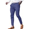 Oanviso Pantaloni Uomo Chino Slim Fit Elasticizzati Estivi Leggeri Eleganti Casual Classici Pantalone Skinny Pantaloni da Ufficio Caviglia Stretta con Tasche Azzurro XL
