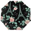 Ginfult Parigi Torre Eiffel Rosa Viaggio compatto Ombrello Antivento Auto Open Close Ombrelli Pieghevole per Pioggia Donne Uomini