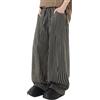 Generisch Pantaloni da jogging da uomo estivi con motivo a righe, stile casual, pantaloni larghi con gamba dritta, gamba larga, Nero , XXL