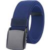 LionVII Cintura Elastica Uomo, Fibbia in Plastica, Unisex Senza Metallo Cinghia Cintura Allungabile per Lavoro, blu