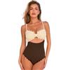 CUPSHE Costume da bagno intero da donna sexy nero con taglio smerlato, beige/marrone, M