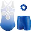 Arshiner Body da ginnastica da bambina, 3 pezzi, con pantaloncini | Tuta da danza senza maniche con cut-out sul retro più pantaloncini da palestra abbinati e elastici per ginnastica