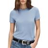 SUUKSESS Maglione da donna in misto seta e cashmere, a girocollo, a maniche corte, casual, Colore: blu cenere., S