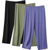 VPQILH Economiche 3 Pack 3/4 Pantaloni Donna, Pantaloncini Donna Casual Pantalone Elastico in Vita Pantaloncino 3/4 Leggeri Comodi Pinocchietti Larghi Pinocchietto Tinta Unita Pants per Casa e Yoga Sport