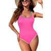 SHEKINI Costume da Bagno Intero da Donna con Collo Alto e Controllo della Pancia Costume da Bagno in Rete con Gancio Posteriore Cavo（S，Rosa）