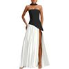 Generico Vestito Donna Sexy Spacco Senza Manica Lungo Scollo a Elegante Slim Maxiabito da Festa Cocktail Sera,Vestito Lungo Elegante High Split Donna - Abito da Senza Maniche Tinta Unita per Cerimonia Sexy