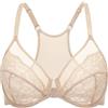 DELIMIRA Donna Reggiseno Apertura Frontale in Pizzo | Taglie Forti, Racerback, Trasparente, con Ferretto