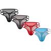 Summer Code Uomo Perizoma String e Tanga Comode e Traspiranti Intimo Slip da Uomo in Micro Rete, Pacco da 4 MulticolorC, XXL