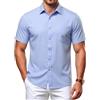Casey Kevin Camicia Uomo Maniche Corte Business No Stiro Estiva Camicie Righe Regular Fit con Tasca