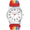 JewelryWe Orologio unisex con cinturino elastico: orologio da polso al quarzo analogico con data 24 ore, quadrante militare elasticizzato intrecciato, Rosso, Casual