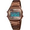 SKMEI Orologi digitali da uomo, impermeabili, classici, alla moda, in acciaio inox, orologi sportivi, 1123-caffè Dorato, Bracciale