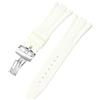 ROUHO Bracciale Silicone Fibbia Pieghevole, Cinturino Ricambio Accessori Orologi Sportivi Uomo per Audemars Piguet Royal Oak Casio G-SHOCK GA-2100-Bianco + Argento Fibbia 26mm