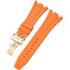 ROUHO Bracciale Silicone Fibbia Pieghevole, Cinturino Ricambio Accessori Orologi Sportivi Uomo per Audemars Piguet Royal Oak Casio G-SHOCK GA-2100-Arancione + Oro Rosa Fibbia 26mm