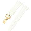 ROUHO Bracciale Silicone Fibbia Pieghevole, Cinturino Ricambio Accessori Orologi Sportivi Uomo per Audemars Piguet Royal Oak Casio G-SHOCK GA-2100-Bianco + Oro Fibbia 26mm