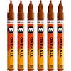 Molotow ONE4ALL 127hs # 225 marcatore, confezione da pezzi, 2 mm 2 mm haselnußbraun, 6 pezzi