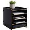 Relaxdays portadocumenti nero, MDF, DIN A4, 5 scomparti, ad incastro | 29,5 x 25 x 31,5 cm