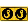 Generico Etichetta di pericolo in pvc, fondo giallo, stampa nero, (modello cod. 11), la confezione include 10 pezzi, misura 11,5x6 Centimetri.. disegno due Ganci.