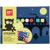 APLI Kids 20679 - Set di adesivi che si illuminano al buio | Gomets luminescenti, 8 fogli da completare e guida a colori, si illuminano al buio, +3 anni