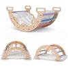 FANTASK Arco da Arrampicata 3 in 1 in Legno con Cuscino, Triangolo da Arrampicata per Interni per Dondolo, Arrampicata e Gattonare, Struttura da Arrampicata Montessori, Arcobaleno per Bambini dai 3