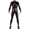 AZRLZP Black Sexy Latex Catsuit with Back to Crotch Zipper and Buttons Rubber Body Suit Bodysuit Zentai Overall
