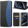 AuburnTan Cover per iPhone 17 Air, Custodia a Libro in Pelle Sintetica, Portafoglio Flip con Chiusura Magnetica, Blocco RFID, Supporto Stand, Slot Schede, Protezione Antiurto, Nero
