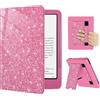 FINTIE Custodia per 7 Kindle Paperwhite (12ª Gen) / Colorsoft - 2024/2025 | Protettiva Supporto Cover con Slot per Schede & Hand Strap per Kindle Paperwhite e Kindle Colorsoft Signature, Glitter Magent
