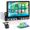 Rimoody Autoradio 1 Din Carplay Android Auto Wireless, 7'' IPS Touchscreen Stereo Carplay 1 Din con Mirror Link Vivavoce Bluetooth FM EQ Tipo-C 2USB Controllo del Volante Retrocamera