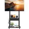 Hellsehen Supporto TV con cassetto in tessuto, per schermo piatto/curvo da 32-75, fino a 200 libbre LCD/LED/OLED, carrello per TV mobile con ruote per casa ufficio all'aperto Max VESA 600 x 400 mm, nero
