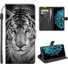 SEHEYA per Samsung Galaxy A35 5G Cover Libretto con Motivo Custodia Portafoglio a Libro Flip Case 3 Tasche Interne Fibbia Magnetica Protezione Caso, Tigre Dagli Occhi Blu