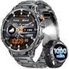 LIGEMI Smartwatch Uomo con 1000mAh/LED Torcia, 1.85'' HD Orologio Smartwatch Uomo con Chiamata e Risposta, IP68 Impermeabile, Sonno/Cardiofrequenzimetro/SpO2, 100+ Modalità Sportive per Android iOS