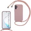 Belzsxy Cover per Samsung Galaxy Note 10 Plus con Cordino, Custodia con Laccio Collana Tracolla Collo Liquido Silicone Antiurto TPU Antiurto AntiGraffio Case,Rosa Scuro