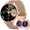 MYSHUN Smartwatch Uomo and Smartwatch Donna Chiamata Bluetooth e Risposta Vivavoce, 100+ Modalità Sport Notifiche Messaggi Orologio Fitness Tracker per Android iOS (Oro)