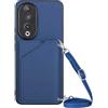 Paekear Custodia con Collana per Huawei Honor 90 5G con Cordino e Porta Carte, Cover Portafogli di Pelle PU [Antiurto] [AntiGraffio] [Antiscivolo] con Cordino Case con Laccio Tracolla, Blu