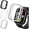 iVoler 3 Pezzi Clear Cover con Pellicola Protettiva per Xiaomi Redmi Watch 6 / NFC, Copertura Completa Custodia Anti-Graffio Ultra Sottile Morbida TPU Case, Trasparente + Nero + Argento