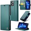 Idhiem Cover per iPhone 13 Pro in Pelle PU Premium, Custodia Portafoglio Flip Libro, Blocco RFID, Slot per Carte, Antiurto Wallet Cover con Funzione Supporto per iPhone 13 Pro, Verde