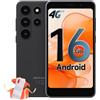 Ulefone Note 22 Cellulare, 20GB RAM+32GB ROM/SD-2TB Android 16 Go Cellulari, 5.0 Schermo, Mini Smartphone 3000mAh Batterie sostituibili, Octa Core 3 Slot Per Carte 4G Dual SIM/Face ID/GPS/OTG/FM Nero