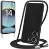 Knrlqim Cover per Xiaomi Redmi Note 14 4G con Cordino Custodia con Laccio Collana Tracolla Collo Corda Regolabile Liquido Silicone Antiurto AntiGraffio Protettiva Case,Nero
