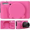 Supmay Custodia per fotocamera digitale Canon PowerShot SX740 HS/SX730 HS, custodia protettiva in morbido silicone con copriobiettivo rimovibile, custodia in gomma morbida in silicone, Pesca rossa