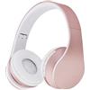 ADITAM Cuffie Bluetooth senza fili Auricolare basso stereo oro rosa Cuffie grandi con microfono TF FM Cuffie wireless con cancellazione del rumore Double the comfort