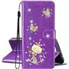 SEHEYA per Samsung Galaxy A70 Cover Portafoglio Brillantini Farfalla Gatto Motivo Custodia Libretto PU Pelle Glitter a Libro Donna Flip Case Magnetica Protezione Caso, Viola