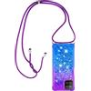 Paekear Custodia per Cellulare con Corda per Samsung Galaxy M32 / A22 4G Case, Liquido Sabbie Mobili Bumper TPU Cover con Collana Practical Stylish/Necklace Cordoncino Cordino Tracolla, Viola & Blu