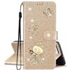 SEHEYA per Honor 200 Lite 5G Cover Portafoglio Brillantini Farfalla Gatto Motivo Custodia Libretto PU Pelle Glitter a Libro Donna Flip Case Magnetica Protezione Caso, Oro