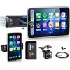 Hodozzy 1 Din RDS Stereo Auto con Schermo Rimovibile e Girevole IPS da 10,1 con USB Tipo C, Wireless CarPlay e Android Auto Autoradio con Bluetooth 5.2/EQ/SWC + Telecamera Posteriore