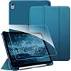 FINTIE Custodia per iPad (A16) 11ª Gen 11 (2025) / iPad 10ª Gen 10,9 (2022) con Portapenne - [con Vetro Temperato Pellicola] Sottile Leggero Semi-Trasparente Opaca Posteriore Cover, (Blu Scuro)