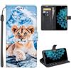SEHEYA Cover per Honor Magic 6 Pro 5G Custodia a Libro con Bello Motivo 3D Pieghevoli Borsa Portafoglio Flip Case 3 Tasche Interne Fibbia Magnetica Caso, Leone