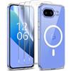 jrester Magnetic Cover per Google Pixel 10a con 3 Vetro Temperato Pellicola Protettiva, TPU+PC Protettiva Custodia Anti-Graffio Protettiva Antiurto per Google Pixel 10a - Trasparente