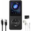 Syluxa Lettore MP3 Bluetooth 5.3 32 GB Lettore MP3 MP4 Portatile con Altoparlante HD Lettore Musica Senza Perdite HiFi Autonomia MP3 Bambino Adulto Sport Supporto Micro SD, Nero
